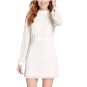NWT ModCloth Ruffle Trim Long Sleeve Mini Dress in White Size 8